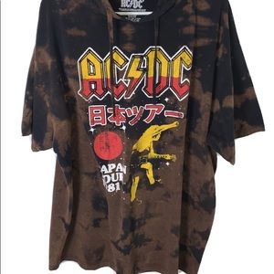 AC/DC Japan 1981 Tour BLEACH DYED Hooded Tshirt